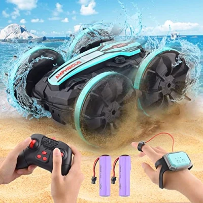 Abbildung von SIVQIKE 4WD Ferngesteuertes Auto,Amphibienfahrzeug ferngesteuert,Gestensensor Wasserdicht RC Stunt Auto 80 Min. Spielzeit Mit 50m Fernbedienung 360 Drehung Off Road for 6+Jahre Kinder
