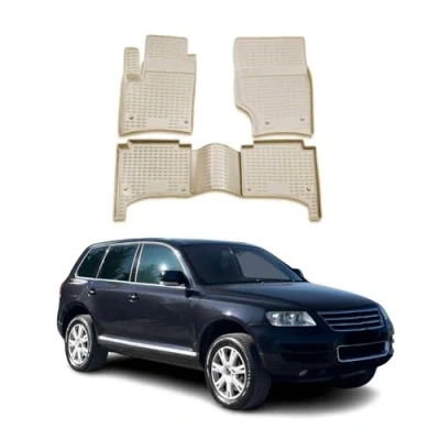 Abbildung von OMAC 7527444BG Fußmattensatz Gummi, TPE (thermoplastischer Elastomer) 4 beige VOLKSWAGEN: Touareg I