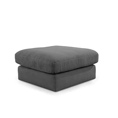 Abbildung von CAVADORE XXL Hocker Fiona / Mega Beistellhocker mit weicher Polsterung Quadratisch 97 x 90 Cordstoff Anthrazit
