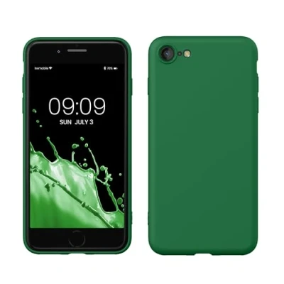 Abbildung von kwmobile Hülle kompatibel mit Apple iPhone SE (2022) / (2020) 8 7 gummierte TPU Silikon Handyhülle Schutzhülle für kabelloses Laden Case in Pixie Green