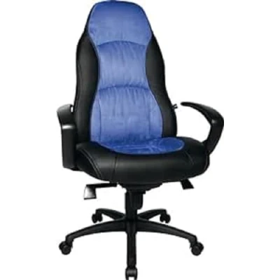 Abbildung von Topstar Speed Chair, Chefsessel, Bürostuhl, Schreibtischstuhl, inkl. Armlehnen, Kunstleder/Mikrofaser, schwarz/blau