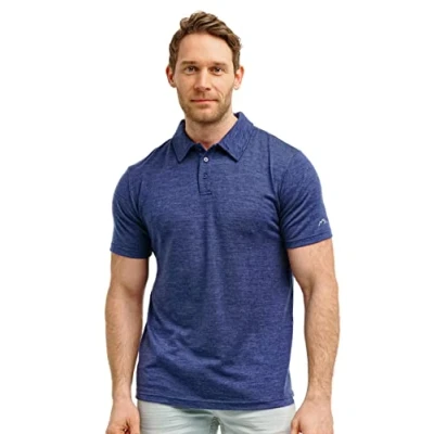 Abbildung von 100% Merino Poloshirt Herren Outdoor Atmungsaktiv Shirt Kurzarm (Medium, Windsor Blue Polo)