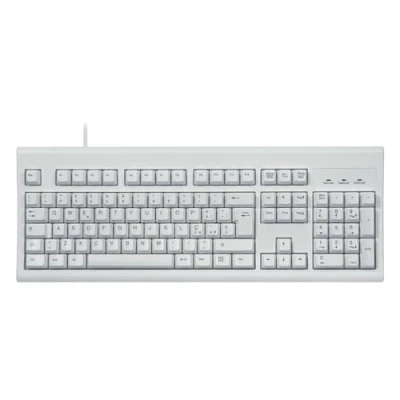 Abbildung von Perixx PERIBOARD 106 Ergonomische kabelgebundene Membran Tastatur mit gebogenen Tasten, italienisches Layout, weiß