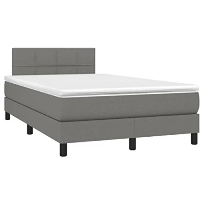 Abbildung von vidaXL Boxspringbett mit Matratze LED Bettgestell Doppelbett Polsterbett Bett Hotelbett Lattenrost Bettrahmen Schlafzimmerbett Dunkelgrau 120x200cm Stoff