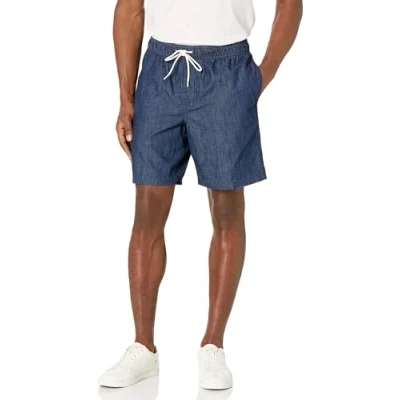 Abbildung von Amazon Essentials Herren Walkshorts, Beininnenlänge 20,3 cm, Lockere Passform, Mit Kordelzug (In Übergröße Erhältlich), Dunkle Waschung Chambray, XS