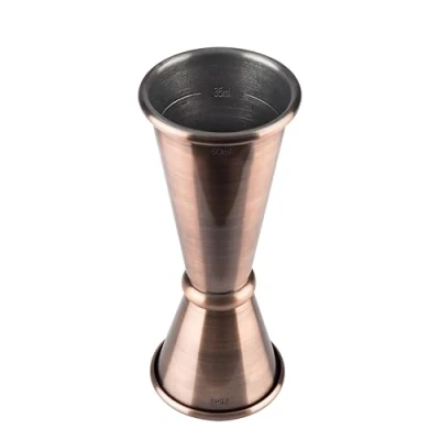 Abbildung von APS 93324 Barmaß, 2 cl / 4 Doppelmaß, Innenmaße 1 3 cl, hochwertiges lebensmittelecht, Jigger zum Abmessen von Zutaten für Cocktails, Kupfer Antik Look