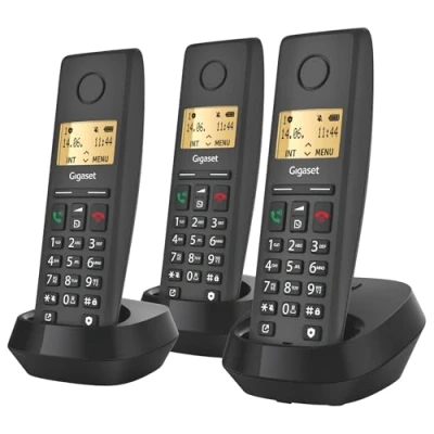 Abbildung von Gigaset Pure 220 Trio 3 Schnurlose DECT Telefone mit Call Block Taste und Freisprechfunktion Hörgerätekompatibel Adressbuch, anthrazit schwarz [Kompatibel in DE, IT, FR, NL, BE, Che, AUT]