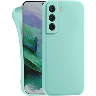 Abbildung von MyGadget Hülle für Samsung Galaxy S21 FE robuste Silikon Schutzhülle TPU Case Slim Silikonhülle Back Cover Kratzfest Handyhülle Matt Mint