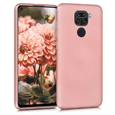 Abbildung von kwmobile Case kompatibel mit Xiaomi Redmi Note 9 Hülle Schutzhülle aus Silikon metallisch schimmernd Handyhülle Metallic Rosegold