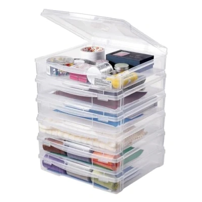 Abbildung von VEVOR 6 x Aufbewahrungsbox Scrapbook Stapelbar Brettspielboxen Kunststoff Deckel