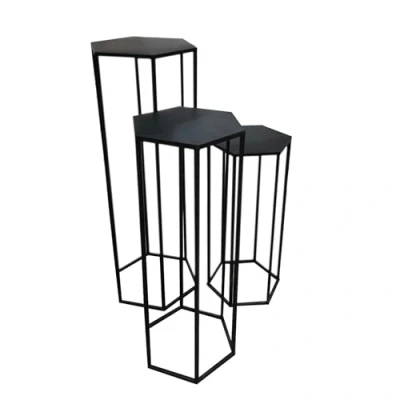 Abbildung von HOME DECO FACTORY Gigogne X3 Metall Schwarz Tisch Konsole Sellette Möbel Eingangsbereich, 60x30x26 cm
