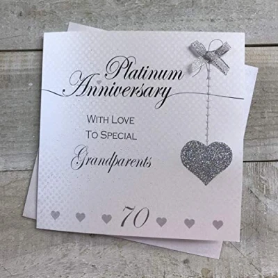 Abbildung von White Cotton Cards LLA70 GP Platin Karte zum 70. Hochzeitstag für besondere Großeltern