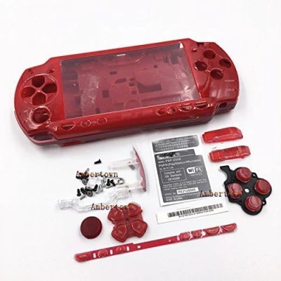 Abbildung von Ersatzgehäuse für Sony PSP 2000 2001 2002 2003 2004 Serie, vollständiges Gehäuse mit Tastensatz (rot)