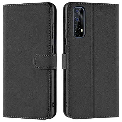 Abbildung von Verco Handyhülle für Realme 7 Hülle, Bookcase Tasche Flipcover Case [Kartenfächer/Aufstellfunktion], Schwarz