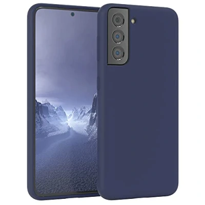 Abbildung von EAZY CASE Premium Silikon Handyhülle kompatibel mit Samsung Galaxy S21 5G, Slimcover Kameraschutz und Innenfutter, Silikonhülle, Schutzhülle, Bumper, Handy Case, Hülle, Softcase, Nachtblau, Blau