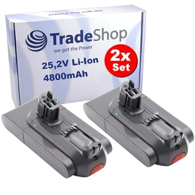 Abbildung von 2X Trade Shop Li Ion Akku 25,2V / 4800mAh kompatibel mit Dyson V11 Absolute Extra, Animal, Click In, V15 Detect