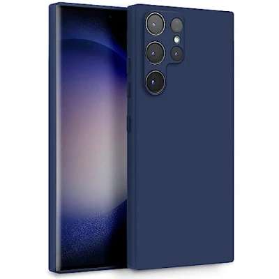 Abbildung von MyGadget Hülle für Samsung Galaxy S23 Ultra Zweilagige Handyhülle mit Kameraschutz Cover Innenfutter &amp; Silikon außen Dunkelblau