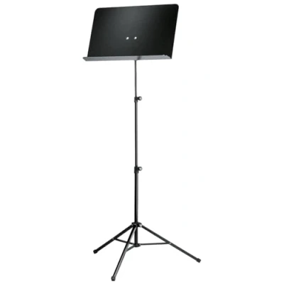 Abbildung von K&amp;M 10068 Schulorchester Notenpult Schwarz klappbarer, ausziehbarer Notenständer 55,5 119 cm Platten Notenablage Aluminium