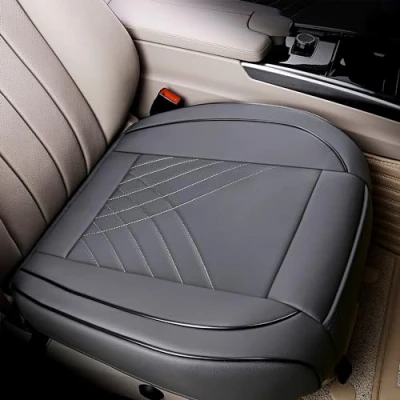 Abbildung von kingphenix Premium PU Autositzbezug, Vordersitzschutz, funktioniert mit 95% aller Fahrzeuge, gepolstert, rutschfest, vollständige Umwicklungskante, Maße: 53,3 x 51,8 cm, 1 Stück (grau)