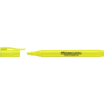 Abbildung von FABER CASTELL 157707 Textmarker Textliner 38, in Stiftform mit Clip, gelb, 1 Stück