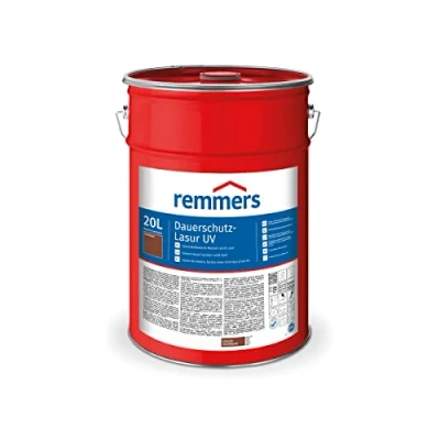 Abbildung von Remmers Dauerschutz Lasur UV nussbaum, 20 Liter, Dekorative Medium Solid für Außen, auch helle Farbtöne und farblos UV+, wetterbeständig