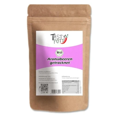 Abbildung von Tasty Pott Bio Aroniabeeren Getrocknete I Früchte Dunkle Beeren Fruchtsnack Vitaminreich Smoothie Müsli Im Beutel 1000g (2x1000g)
