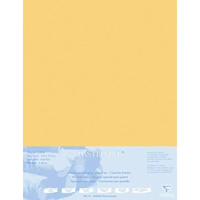 Abbildung von Clairefontaine 496022C Packung (mit 5 Zeichenbögen Pastelmat auf Karton kaschiert 1800 µm, 50 x 70 cm, ideal für Trockentechniken und Pastell) buttergelb