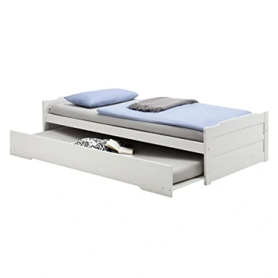 Abbildung von IDIMEX Ausziehbett Lorena Bett in Weiss lackiert 90 x 200 cm Liegefläche