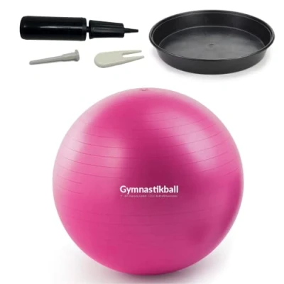 Abbildung von ATC Handels GmbH Gymnastikball Set Ø 45, 55, 65 &amp; 75cm inkl. Stopperschale, Ballpumpe, Ventilöffner und Maßband Fitness, Therapie als Sitzball fürs Büro, 75cm, Fuchsia