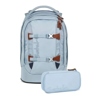 Abbildung von Satch Schulranzen Schulrucksack Set PACK Nordic Ice Blue 2 teilig, Kollektion 2025 (2 teilig), ergonomisch, Your Size System: auf Körpergröße anpassbar