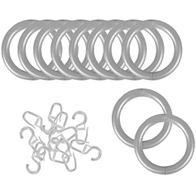 Abbildung von Bestlivings Ringe mit Faltenleghaken (40er Set), Gardinenringe für Universalband/Kräuselband Ø40mm in der Farbe: Grau