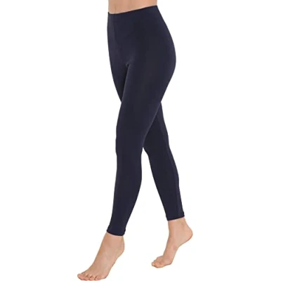 Abbildung von OCERA Damen Lange Leggings aus atmungsaktiver Baumwolle mit hoher Taille, ÖKO TEX Standard 100 Zertifiziert, Marineblau XXL