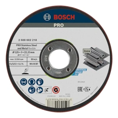 Abbildung von Bosch 1x PRO Flexible Longlife Schleifscheibe für kleine Winkelschleifer und 22,23‑mm Bohrung (für Stahl, Edelstahl, Ø 125 mm, Professional Zubehör Kleiner Winkelschleifer)