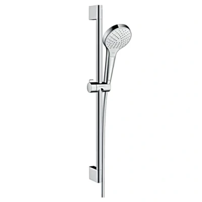 Abbildung von hansgrohe Brausegarnitur &quot;Croma Select S&quot;, (Komplett Set), 11cm, mit Duschstange 65cm, Weiß/chrom