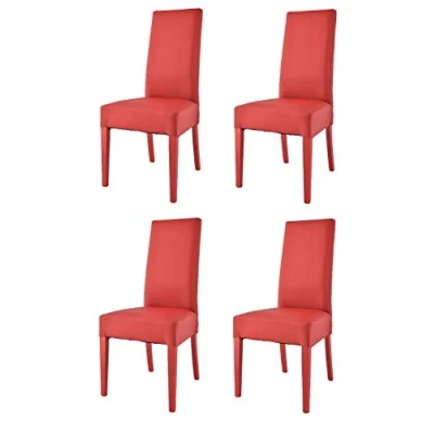 Abbildung von t m c s Tommychairs 4er Set Moderne Stühle Luisa für Küche und Esszimmer, robuste Struktur aus lackiertem Buchenholz Farbe Rot, Gepolstert mit Kunstleder in der Rot bezogen