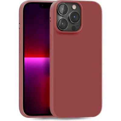 Abbildung von MyGadget Hülle kompatibel mit iPhone 13 Pro robuste Handyhülle TPU Case Slim Silikonhülle Back Cover Kratzfest Schutzhülle matt Braun