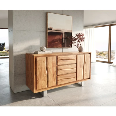 Abbildung von DELIFE Sideboard Live Edge, Akazie Natur 147 cm 2 Türen 3 Schübe Baumkante