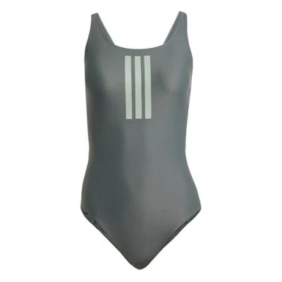 Abbildung von adidas Damen Badeanzug mit 3 Streifen, V Rücken, Größe 44, Legend Ivy/Silver Green, 44