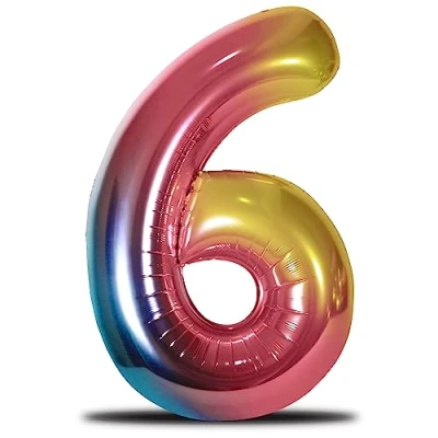 Abbildung von envami® Luftballon Geburtstag XXL Regenbogen Rainbow Riesen Folienballon in 40&quot; 101cm Geburtstagsdeko Ballon Zahl Deko zum fliegt mit Helium (Zahl 6)