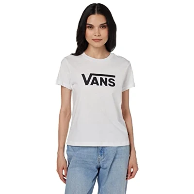 Abbildung von Vans Damen Drop V Ss Crew b T Shirt, Weiß Schwarz, XS