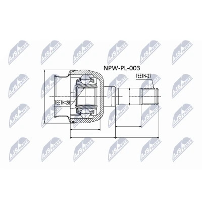 Abbildung von NTY NPW PL 003 Gelenksatz Vorderachse links, rechts OPEL: Vectra C CC, Caravan, Limousine, SAAB: 9 3 Limousine