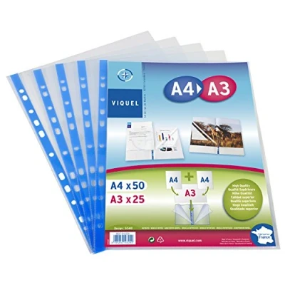 Abbildung von Viquel 25 Stück Hüllen Perforierte Dual Format A4/A3