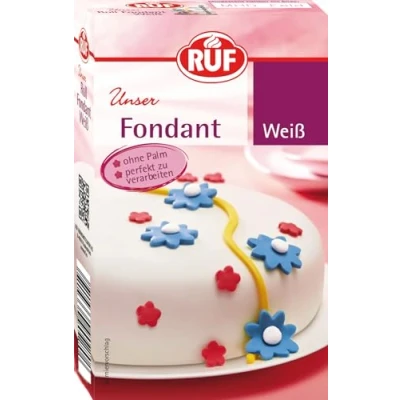 Abbildung von RUF Fondant weiß, zum Formen von Figuren, Blumen und Buchstaben geeignet, Modellierfondant, Rollfondant, ohne Palmöl, glutenfrei vegan, 250g (1er Pack)