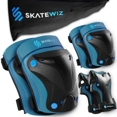 Abbildung von SKATEWIZ Protektoren Set Schützer Skateboard ab 8 Jahre Kinder und Erwachsene (Inline Skate Schonerset, 6 tlg., Knieschoner Geschenke für Inliner Schoner), Inline Skate, &amp; Schlittschuhe Schoner