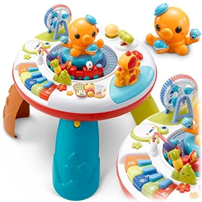 Abbildung von RICOKIDS Lehrtisch und Tafel in Einem mit Musik Geräuschen Melodie Zahlen Tieren Anderen Erwerb Neuer Fähigkeiten Lebendige Warme Farben Geduld Lernen Unisex Junge Mädchen 54 x 51 cm