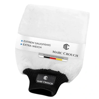 Abbildung von Marc Crouch® Premium Mikrofaser Auto Waschhandschuh ultimativer Halt Dank 4 Innenlaschen &amp; Umhängeschlaufe Autowaschhandschuh extra saugstark Handschuh lackschonend für Nassreinigung