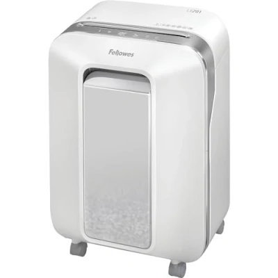 Abbildung von Fellowes Aktenvernichter 12 Blatt High Security (P5), Papierschredder für Büro, Powershred LX201, Microcut Schredder mit 22L Papierkorb, 100% staufrei, Safesense, über 2000 Partikel pro (2x12mm)