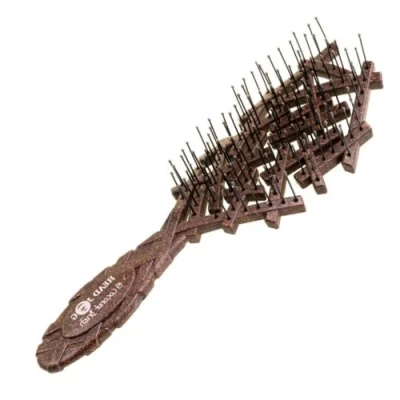 Abbildung von Head Jog 19 Kokosbürste Entwirrende Haarbürste aus Kokosnussschale. Haarbürsten für nasses oder trockenes Haar. Sanfte und flexible Entwirrungshaarbürste Frauen Männer in Kakao