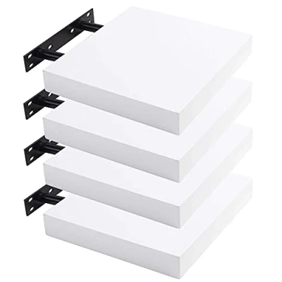 Abbildung von Lestarain 4er Wandregal, 30x23x3.8cm MDF Wandboard Schweberegal Holz Hängeregal DVD CD Regal Wall Shelf Für Küche Wohnzimmer Schlafzimmer Weiß