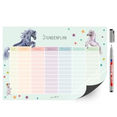 Abbildung von younikat Stundenplan magnetisch abwischbar I Regenbogen Motiv inkl. Stift wiederbeschreibbar Einschulung dv1103